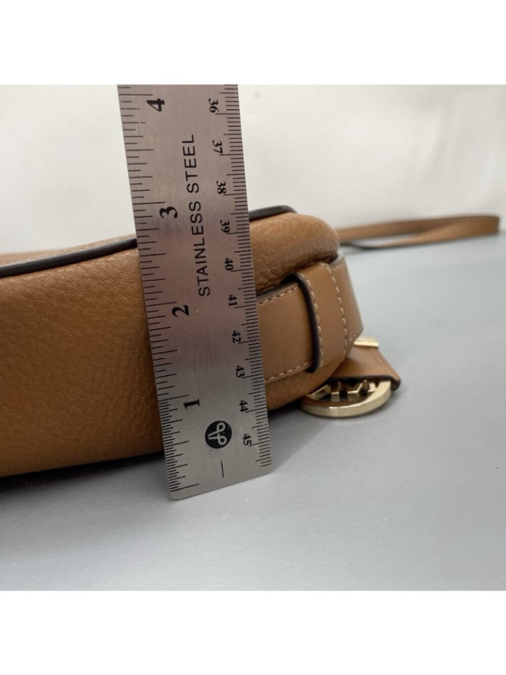 Michael Kors Romy Leather Crossbody Bag Saddle Messenger Pebbled‎ Leather Brown - Picture 16 of 16